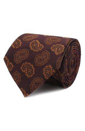 Мужской шелковый галстук ZEGNA COUTURE коричневого цвета, арт. Z8C02/15C | Фото 1 (Материал: Текстиль, Шелк; Принт: С принтом)