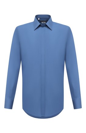 Мужская хлопковая сорочка DOLCE & GABBANA голубого цвета по цене 52300 руб., арт. G5FT0T/FU5NK | Фото 1 Мужская хлопковая сорочка DOLCE & GABBANA голубого цвета, арт. G5FT0T/FU5NK | Фото 1 (Материал внешний: Хлопок; Длина (для топов): Стандартные; Рукава: Длинные; Случай: Формальный; Стили: Классический; Воротник: Кент; Принт: Однотонные; Мужское Кросс-КТ: Сорочка-одежда; Манжеты: На пуговицах)