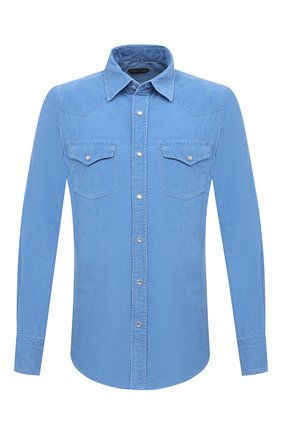 Мужская хлопковая рубашка TOM FORD голубого цвета по цене 53650 руб., арт. 8FT425/94MEKI | Фото 1 Мужская хлопковая рубашка TOM FORD голубого цвета, арт. 8FT425/94MEKI | Фото 1