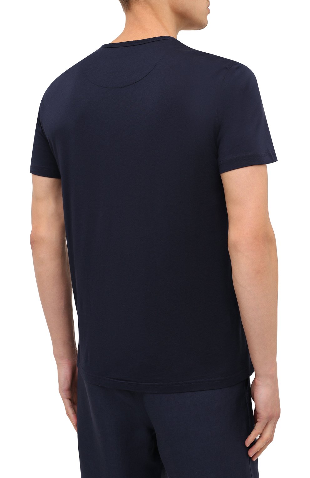 Мужская хлопковая футболка DEREK ROSE синего цвета, арт. 3052-RILE001 | Фото 4 (Кросс-КТ: домашняя одежда; Рукава: Короткие; Длина (для топов): Стандартные; Материал внешний: Хлопок; Мужское Кросс-КТ: Футболка-белье)