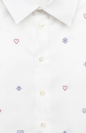 Детский хлопковая рубашка GUCCI белого цвета по цене 23100 руб., арт. 626670/XWAKV | Фото 3 Детский хлопковая рубашка GUCCI белого цвета, арт. 626670/XWAKV | Фото 3