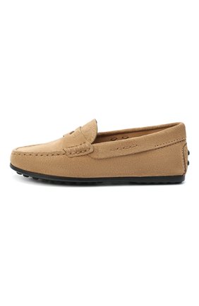 Детские замшевые мокасины TOD’S бежевого цвета по цене 21100 руб., арт. UXC0LR00010RE0 | Фото 2 Детские замшевые мокасины TOD’S бежевого цвета, арт. UXC0LR00010RE0 | Фото 2 (Материал внутренний: Натуральная кожа; Мальчики Кросс-КТ: мокасины; Материал внешний: Кожа; Длина стельки: 18; Мальчики-школьная форма: Классическая обувь; ширина носка стельки: 6,3; толщина подошвы: 1)