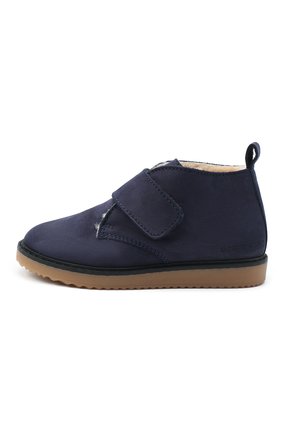 Детские кожаные ботинки EMPORIO ARMANI синего цвета, арт. XMN005/X0R07 | Фото 2 (Материал утеплителя: Натуральный мех; Материал внешний: Кожа)