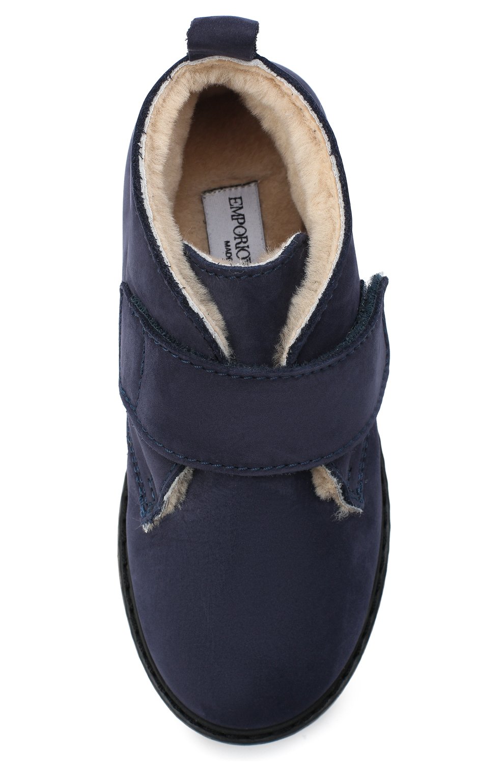 Детские кожаные ботинки EMPORIO ARMANI синего цвета, арт. XMN005/X0R07 | Фото 4 (Материал внешний: Кожа; Материал утеплителя: Натуральный мех; Региональные ограничения белый список (Axapta Mercury): RU)