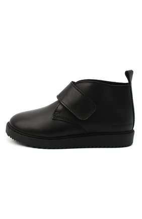 Детские кожаные ботинки EMPORIO ARMANI черного цвета по цене 21650 руб., арт. XMN005/X0R08 | Фото 2 Детские кожаные ботинки EMPORIO ARMANI черного цвета, арт. XMN005/X0R08 | Фото 2