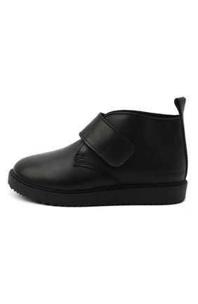 Детские кожаные ботинки EMPORIO ARMANI черного цвета, арт. XMN005/X0R08 | Фото 2 (Материал утеплителя: Натуральный мех; Материал внешний: Кожа)