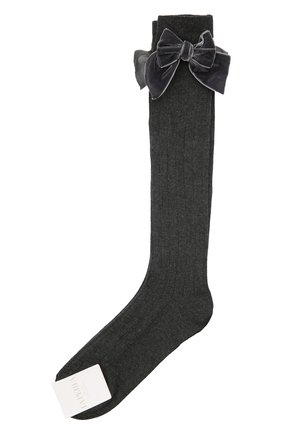 Детские хлопковые носки LA PERLA темно-серого цвета, арт. 47872/9-12 | Фото 1 (Материал: Хлопок, Текстиль; Кросс-КТ: Носки)