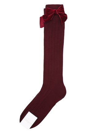 Детские хлопковые носки LA PERLA бордового цвета, арт. 47872/9-12 | Фото 1 (Материал: Хлопок, Текстиль; Кросс-КТ: Носки)