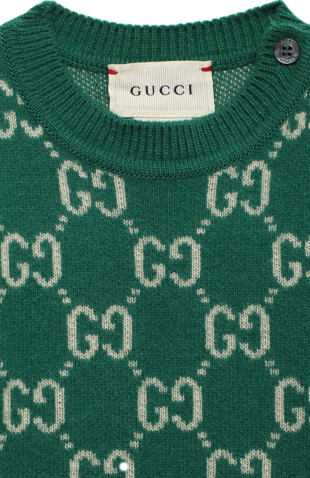 Детский шерстяной пуловер GUCCI зеленого цвета по цене 20700 руб., арт. 615411/XKBD7 | Фото 3 Детский шерстяной пуловер GUCCI зеленого цвета, арт. 615411/XKBD7 | Фото 3