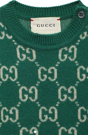 Детский шерстяной пуловер GUCCI зеленого цвета по цене 20700 руб., арт. 615411/XKBD7 | Фото 3 Детский шерстяной пуловер GUCCI зеленого цвета, арт. 615411/XKBD7 | Фото 3