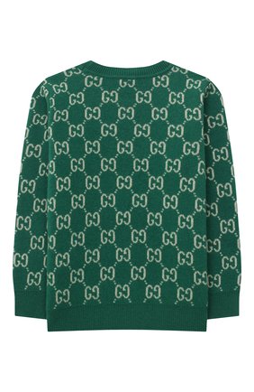 Детский шерстяной пуловер GUCCI зеленого цвета по цене 26400 руб., арт. 615384/XKBD7 | Фото 2 Детский шерстяной пуловер GUCCI зеленого цвета, арт. 615384/XKBD7 | Фото 2