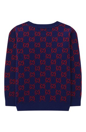 Детский шерстяной пуловер GUCCI темно-синего цвета по цене 26400 руб., арт. 615384/XKBD7 | Фото 2 Детский шерстяной пуловер GUCCI темно-синего цвета, арт. 615384/XKBD7 | Фото 2