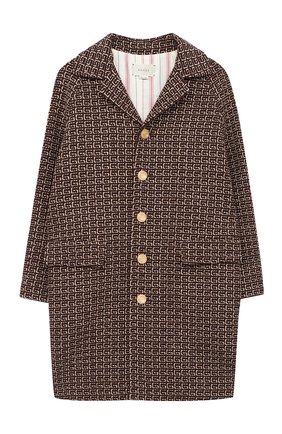 Детское пальто GUCCI коричневого цвета по цене 61900 руб., арт. 616187/XWAJQ | Фото 1 Детское пальто GUCCI коричневого цвета, арт. 616187/XWAJQ | Фото 1