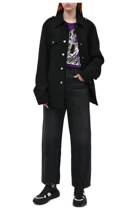 Женская хлопковая футболка DOLCE & GABBANA фиолетового цвета по цене 36100 руб., арт. F8M20T/FI7V7 | Фото 2 Женская хлопковая футболка DOLCE & GABBANA фиолетового цвета, арт. F8M20T/FI7V7 | Фото 2