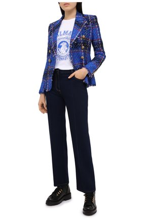 Женская хлопковая футболка BALMAIN разноцветного цвета по цене 37450 руб., арт. UF01351/I589 | Фото 2 Женская хлопковая футболка BALMAIN разноцветного цвета, арт. UF01351/I589 | Фото 2