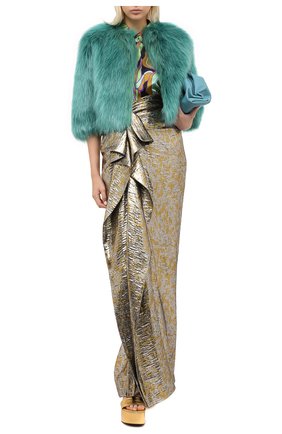 Женская шуба DRIES VAN NOTEN бирюзового цвета по цене 69950 руб., арт. 202-10514-1123 | Фото 2 Женская шуба DRIES VAN NOTEN бирюзового цвета, арт. 202-10514-1123 | Фото 2