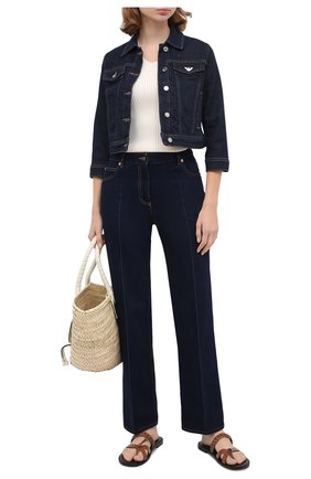 Женская джинсовая куртка EMPORIO ARMANI синего цвета по цене 18500 руб., арт. 6H2B81/2D9WZ | Фото 2 Женская джинсовая куртка EMPORIO ARMANI синего цвета, арт. 6H2B81/2D9WZ | Фото 2