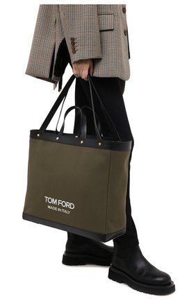 Женский сумка-шопер t screw TOM FORD хаки цвета по цене 89950 руб., арт. L1406T-ICN001 | Фото 2 Женский сумка-шопер t screw TOM FORD хаки цвета, арт. L1406T-ICN001 | Фото 2