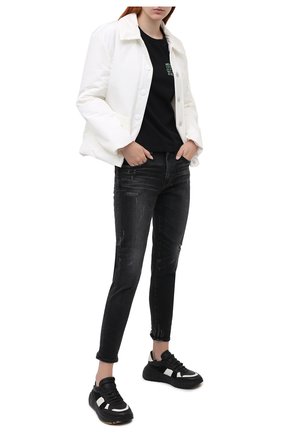 Женская хлопковая футболка HELMUT LANG черного цвета по цене 17050 руб., арт. K06DW504 | Фото 2 Женская хлопковая футболка HELMUT LANG черного цвета, арт. K06DW504 | Фото 2