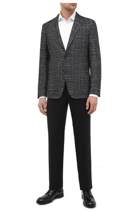 Мужской пиджак из шерсти и шелка ERMENEGILDO ZEGNA черно-белого цвета по цене 188500 руб., арт. UVC46/SDR | Фото 2 Мужской пиджак из шерсти и шелка ERMENEGILDO ZEGNA черно-белого цвета, арт. UVC46/SDR | Фото 2 (Длина (для топов): Стандартные; Материал внешний: Шерсть; Рукава: Длинные; Материал подклада: Хлопок; Случай: Повседневный; 1-2-бортные: Однобортные; Пиджаки М: Прямой; Стили: Классический)