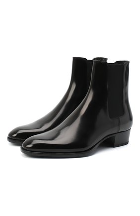 Мужские кожаные челси SAINT LAURENT черного цвета по цене 69950 руб., арт. 631601/1Y000 | Фото 1 Мужские кожаные челси SAINT LAURENT черного цвета, арт. 631601/1Y000 | Фото 1