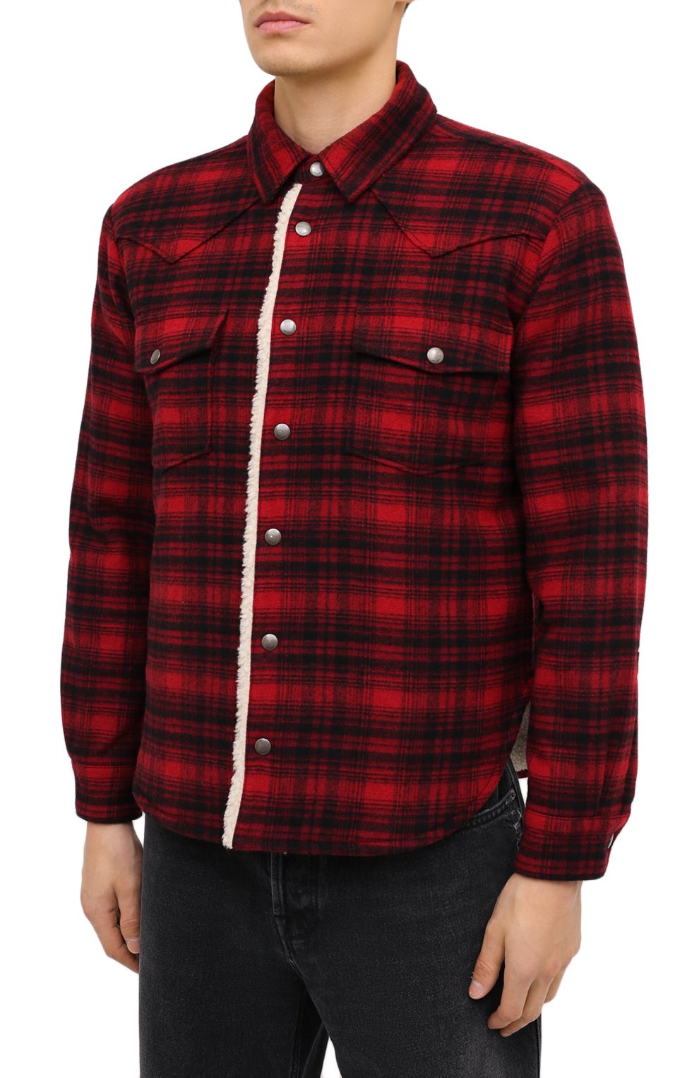 Мужская красная куртка-рубашка SAINT LAURENT — купить в интернет