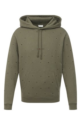 Мужской хлопковое худи SAINT LAURENT хаки цвета по цене 93950 руб., арт. 632418/YBQZ2 | Фото 1 Мужской хлопковое худи SAINT LAURENT хаки цвета, арт. 632418/YBQZ2 | Фото 1