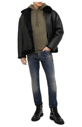 Мужской хлопковое худи SAINT LAURENT хаки цвета по цене 93950 руб., арт. 632418/YBQZ2 | Фото 2 Мужской хлопковое худи SAINT LAURENT хаки цвета, арт. 632418/YBQZ2 | Фото 2