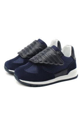 Детские кожаные кроссовки EMPORIO ARMANI синего цвета по цене 15250 руб., арт. XMX005/X0C03 | Фото 1 Детские кожаные кроссовки EMPORIO ARMANI синего цвета, арт. XMX005/X0C03 | Фото 1