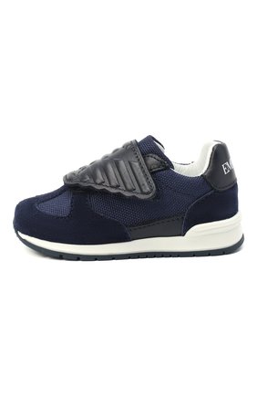 Детские кожаные кроссовки EMPORIO ARMANI синего цвета по цене 15250 руб., арт. XMX005/X0C03 | Фото 2 Детские кожаные кроссовки EMPORIO ARMANI синего цвета, арт. XMX005/X0C03 | Фото 2