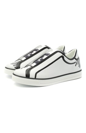 Детские кожаные кеды FENDI белого цвета по цене 44150 руб., арт. JMR348/AC7T/32-39 | Фото 1 Детские кожаные кеды FENDI белого цвета, арт. JMR348/AC7T/32-39 | Фото 1
