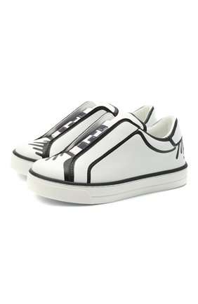 Детские кожаные кеды FENDI белого цвета по цене 39700 руб., арт. JMR349/AC7T/20-26 | Фото 1 Детские кожаные кеды FENDI белого цвета, арт. JMR349/AC7T/20-26 | Фото 1