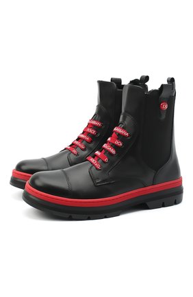 Детские кожаные ботинки DOLCE & GABBANA черного цвета по цене 40950 руб., арт. D10969/A1889/37-39 | Фото 1 Детские кожаные ботинки DOLCE & GABBANA черного цвета, арт. D10969/A1889/37-39 | Фото 1