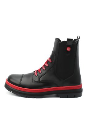Детские кожаные ботинки DOLCE & GABBANA черного цвета, арт. D10969/A1889/37-39 | Фото 2 (Материал утеплителя: Натуральный мех; Материал внешний: Кожа)