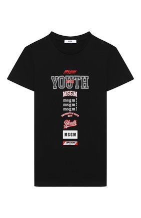Детская хлопковая футболка MSGM KIDS черного цвета по цене 4315 руб., арт. 025028 | Фото 1 Детская хлопковая футболка MSGM KIDS черного цвета, арт. 025028 | Фото 1