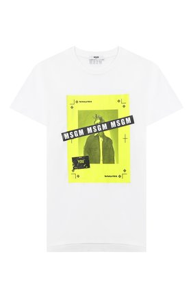 Детская хлопковая футболка MSGM KIDS белого цвета по цене 4315 руб., арт. 025283 | Фото 1 Детская хлопковая футболка MSGM KIDS белого цвета, арт. 025283 | Фото 1