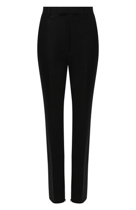 Женские брюки BOTTEGA VENETA черного цвета, арт. 636529/V02W0 | Фото 1 (Длина (брюки, джинсы): Удлиненные; Материал внешний: Синтетический материал; Стили: Классический; Случай: Формальный; Силуэт Ж (брюки и джинсы): Прямые; Женское Кросс-КТ: Брюки-одежда; Региональные ограничения белый список (Axapta Mercury): RU)