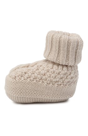 Детские шерстяные пинетки BABY T бежевого цвета по цене 3100 руб., арт. 20AI033SA | Фото 2 Детские шерстяные пинетки BABY T бежевого цвета, арт. 20AI033SA | Фото 2