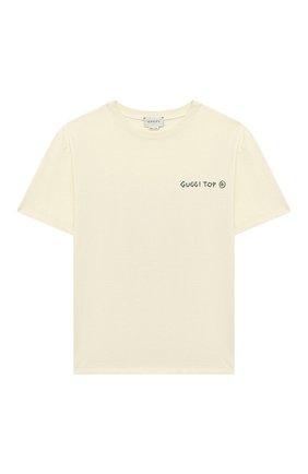 Детская хлопковая футболка GUCCI белого цвета по цене 12400 руб., арт. 580991/XJCTH | Фото 1 Детская хлопковая футболка GUCCI белого цвета, арт. 580991/XJCTH | Фото 1