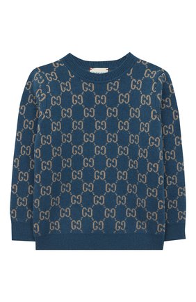 Детский шерстяной пуловер GUCCI голубого цвета по цене 26400 руб., арт. 615384/XKBD7 | Фото 1 Детский шерстяной пуловер GUCCI голубого цвета, арт. 615384/XKBD7 | Фото 1