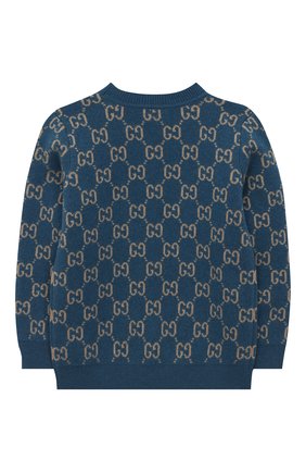 Детский шерстяной пуловер GUCCI голубого цвета по цене 26400 руб., арт. 615384/XKBD7 | Фото 2 Детский шерстяной пуловер GUCCI голубого цвета, арт. 615384/XKBD7 | Фото 2