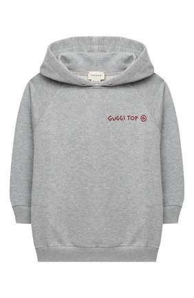 Детский хлопковое худи GUCCI серого цвета по цене 20700 руб., арт. 630819/XJCTY | Фото 1 Детский хлопковое худи GUCCI серого цвета, арт. 630819/XJCTY | Фото 1