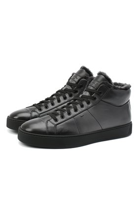 Мужские кожаные кеды SANTONI темно-серого цвета по цене 49950 руб., арт. MBGL20870NE0PGSXG62 | Фото 1 Мужские кожаные кеды SANTONI темно-серого цвета, арт. MBGL20870NE0PGSXG62 | Фото 1