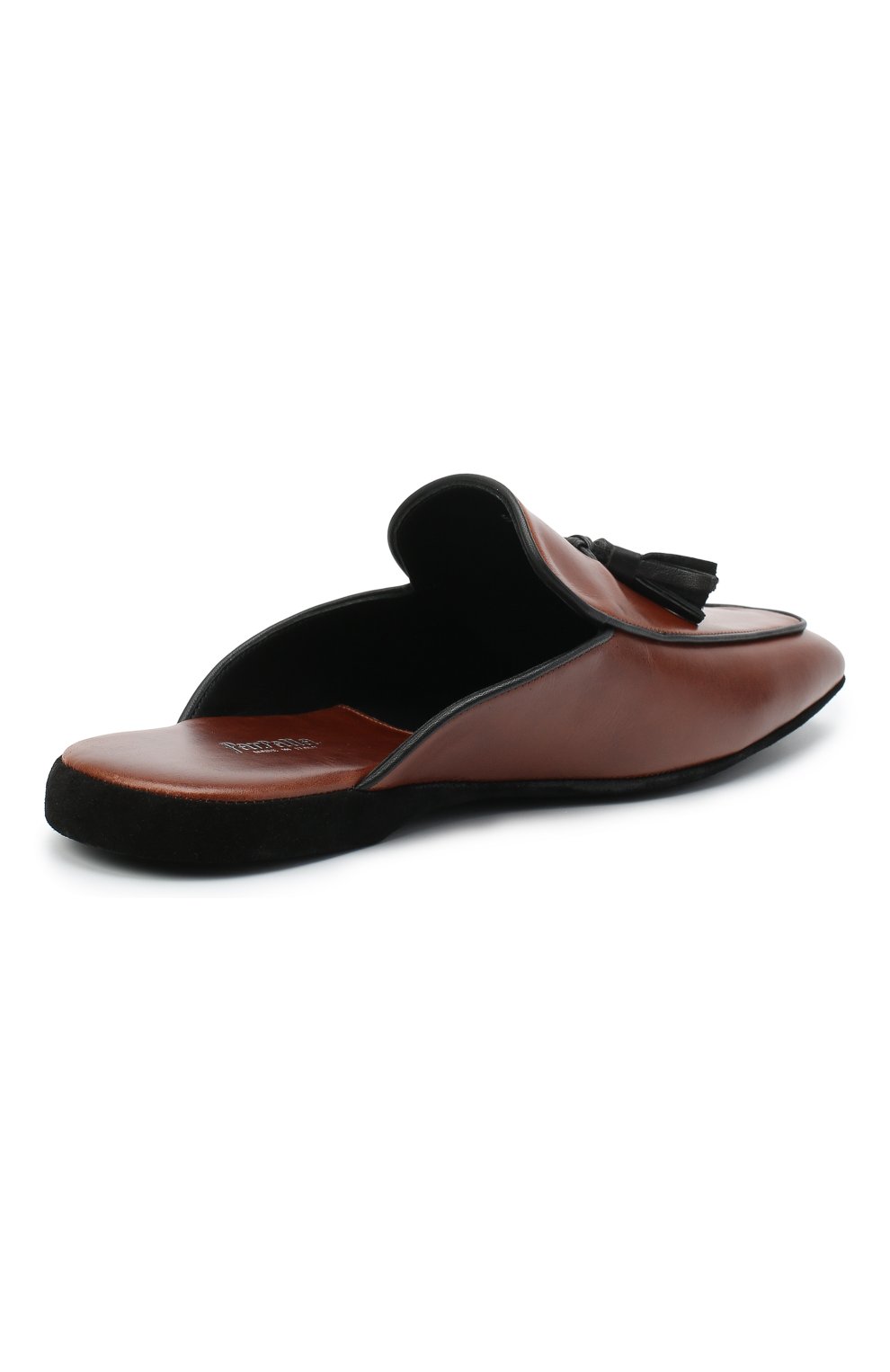 Мужского кожаные домашние туфли FARFALLA коричневого цвета, арт. D5KN | Фото 4 (Материал внешний: Кожа; Материал внутренний: Натуральная кожа; Мужское Кросс-КТ: тапочки-обувь)