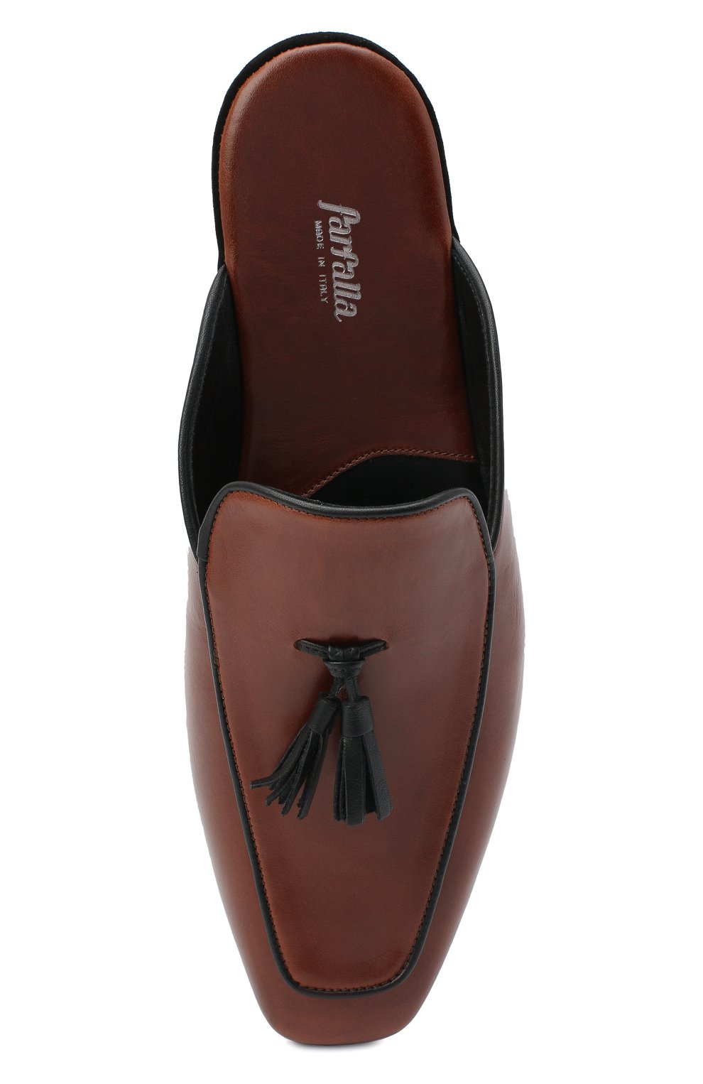 Мужского кожаные домашние туфли FARFALLA коричневого цвета, арт. D5KN | Фото 5 (Материал внешний: Кожа; Материал внутренний: Натуральная кожа; Мужское Кросс-КТ: тапочки-обувь)