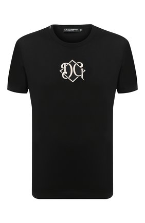 Мужская хлопковая футболка DOLCE & GABBANA черного цвета, арт. G8JX7Z/G7XSL | Фото 1 (Длина (для топов): Стандартные; Материал внешний: Хлопок; Рукава: Короткие; Принт: С принтом; Мужское Кросс-КТ: Футболка-одежда; Стили: Кэжуэл)