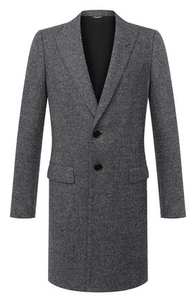 Мужской шерстяное пальто DOLCE & GABBANA серого цвета, арт. G0230T/FC7AQ | Фото 1 (Рукава: Длинные; Материал подклада: Купро; Материал внешний: Шерсть; Длина (верхняя одежда): До середины бедра; Мужское Кросс-КТ: Верхняя одежда, пальто-верхняя одежда; Стили: Классический)