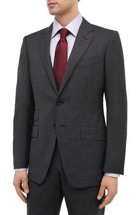 Мужской шерстяной костюм TOM FORD темно-серого цвета по цене 286500 руб., арт. 811R36/21YA4C | Фото 2 Мужской шерстяной костюм TOM FORD темно-серого цвета, арт. 811R36/21YA4C | Фото 2 (Материал внешний: Шерсть; Рукава: Длинные; Материал подклада: Купро, Шелк; Стили: Классический; Костюмы М: Однобортный)