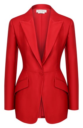 Женский шелковый жакет ALEXANDER MCQUEEN красного цвета по цене 294000 руб., арт. 636289/QBAAW | Фото 1 Женский шелковый жакет ALEXANDER MCQUEEN красного цвета, арт. 636289/QBAAW | Фото 1