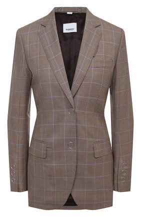 Женский шерстяной жакет BURBERRY коричневого цвета по цене 112000 руб., арт. 8032392 | Фото 1 Женский шерстяной жакет BURBERRY коричневого цвета, арт. 8032392 | Фото 1 (Рукава: Длинные; Материал внешний: Шерсть; Материал подклада: Купро; Длина (для топов): Стандартные; Случай: Повседневный; 1-2-бортные: Однобортные; Женское Кросс-КТ: Жакет-одежда)